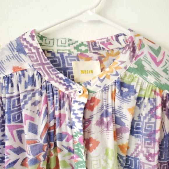 Anthropologie Maeve Bryanna Aztec Tribal Boho Shirt Top Size Large - Picture 10 of 16